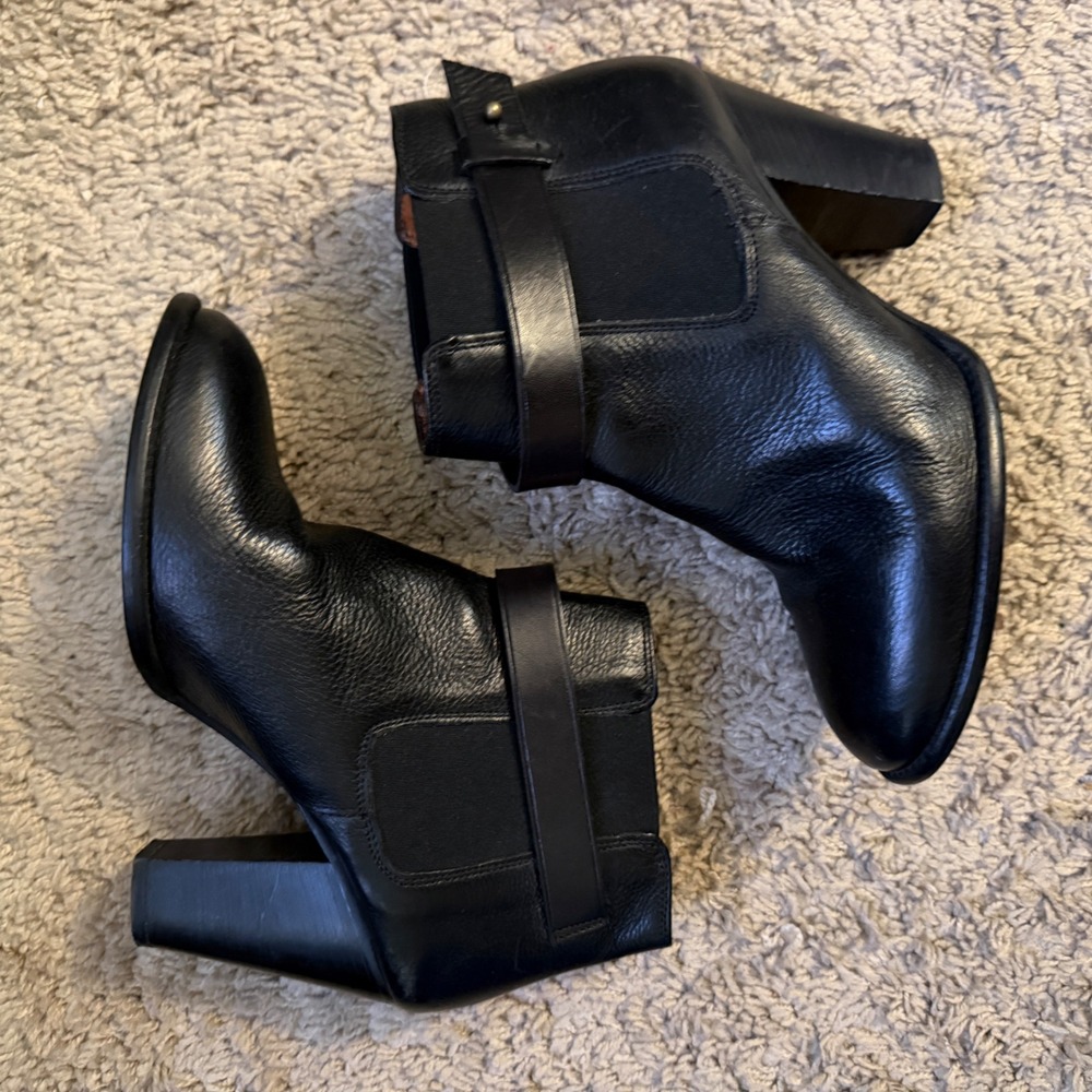 Madewell Ankle Boots Women 7 Black Leather Block Heel Lonny Booties 07952